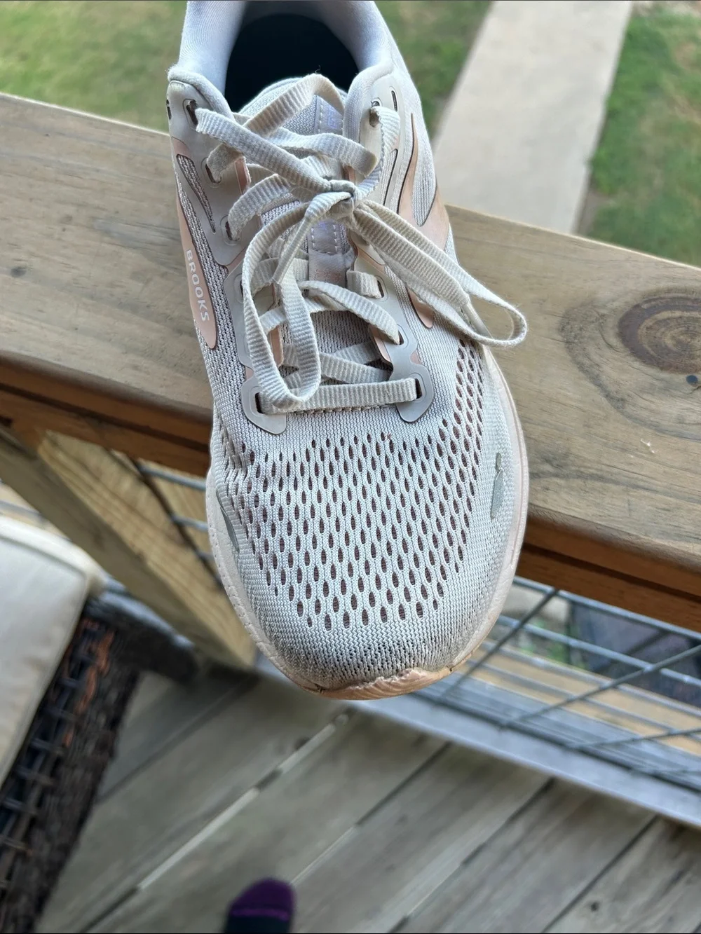 Brooks Women's Running Sneakers in Cream with Pink Accents